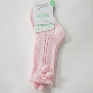 Ysabel Mora Lace Knee High Sock With Pompom (Multiple Colours)