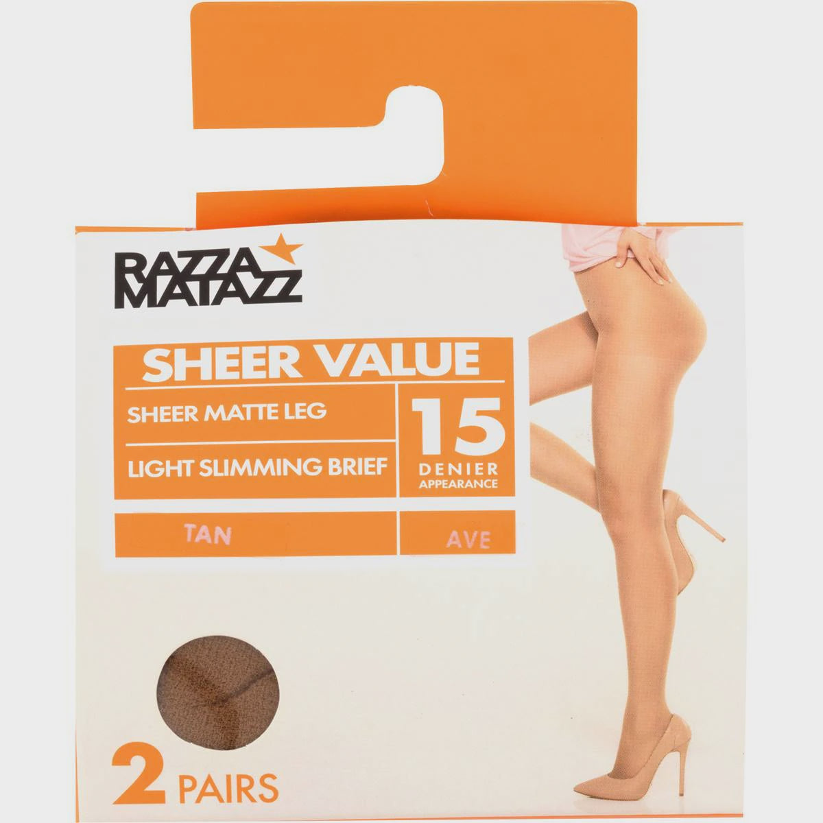 Razzamatazz Stockings Light Slimming Brief Pantyhose Tan X/Tall 2 Pack
