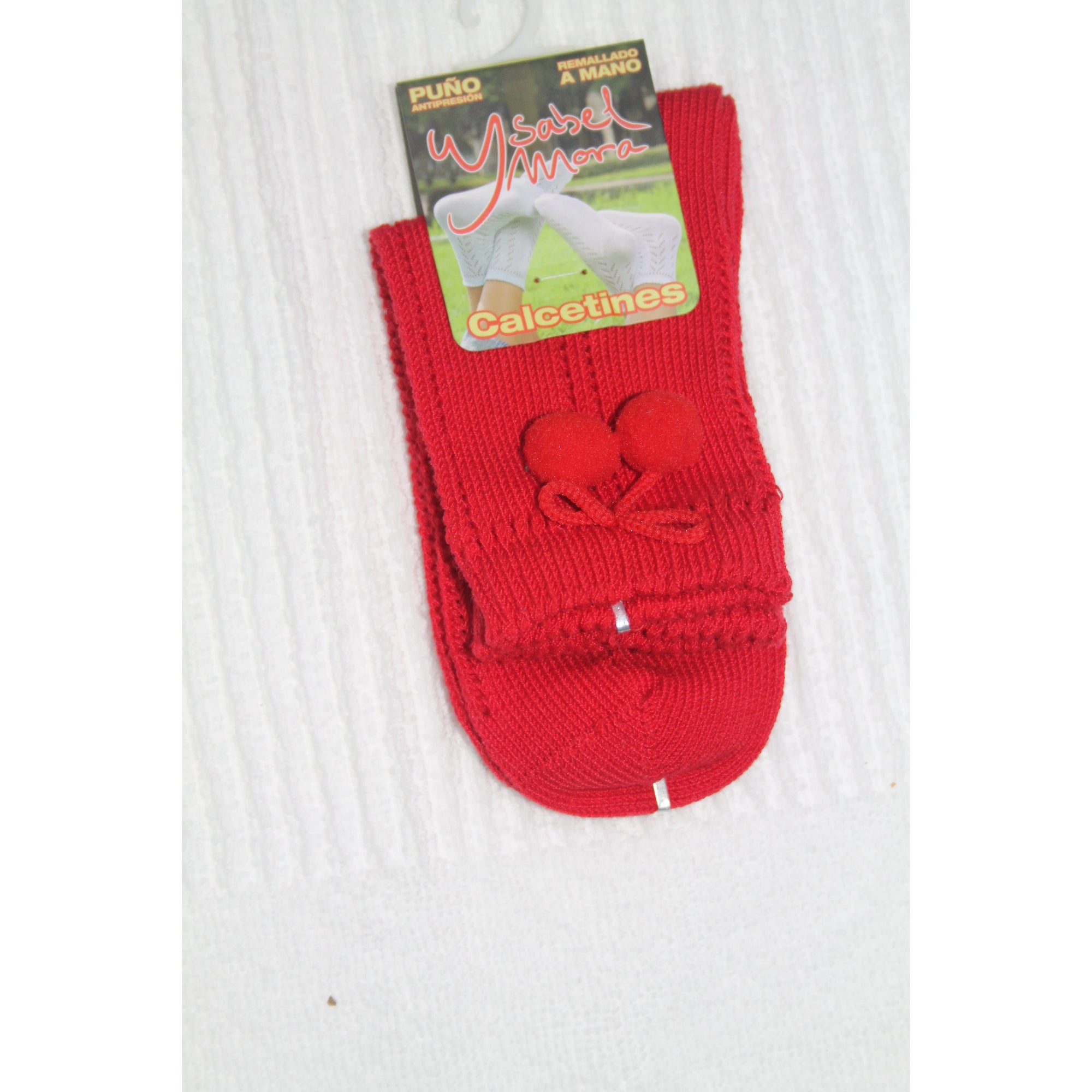 Ysabel Mora Lace Ankle High Sock with Pom Pom