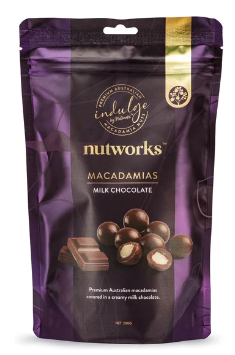Nutworks Indulge Milk Chocolate Macadamias 200g