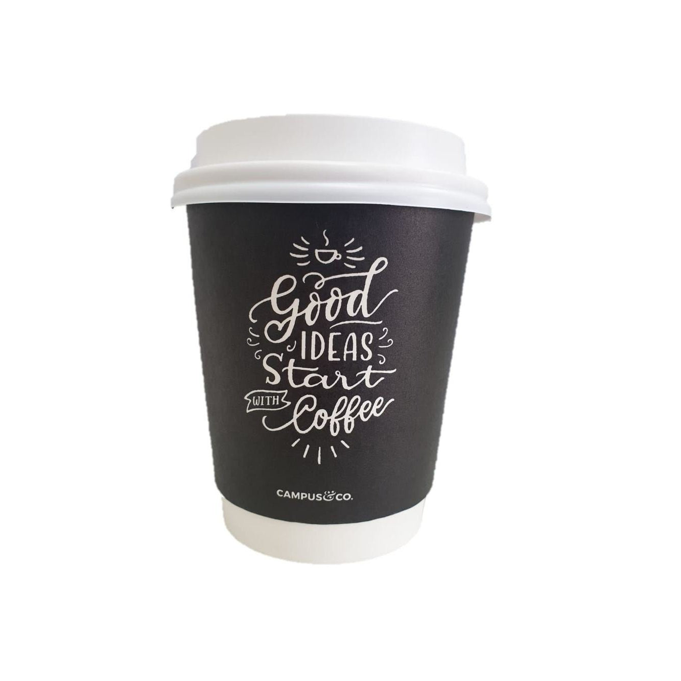 Campus & Co Disposable Double Wall Coffee Cup Like it Design on Black 8oz/25 sleeve