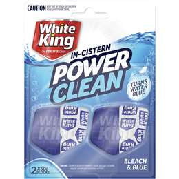 White King Power Clean Toilet Block Bleach & Blue 2 Pk