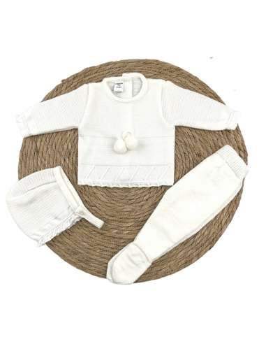 La Casita De Pepito 3 Piece Knit Set - White