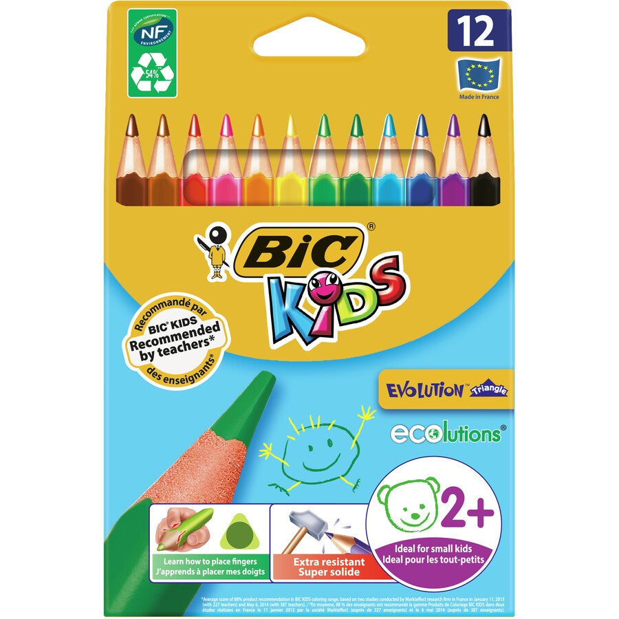 BIC Kids Evolution Triangle Colour Pencils 12 Pack