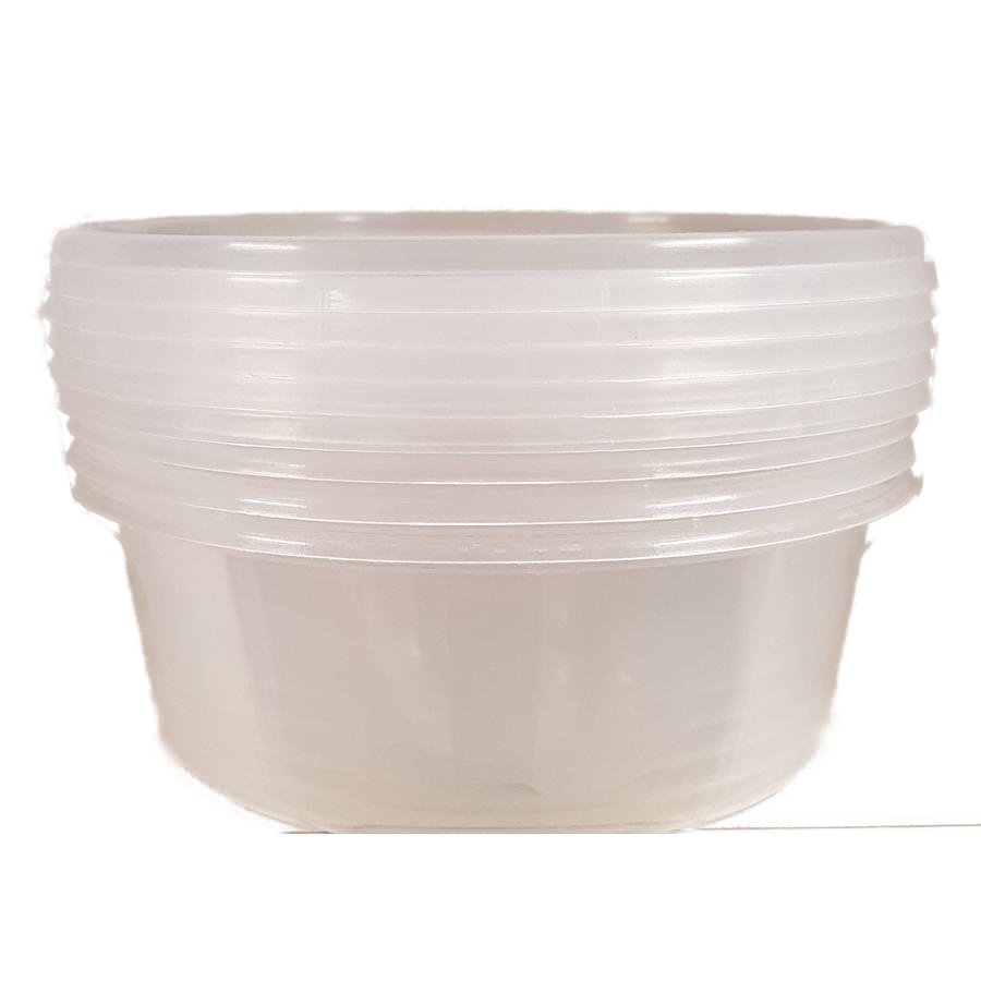Genfac Round 280ml Plastic Container With Lid (5pk)