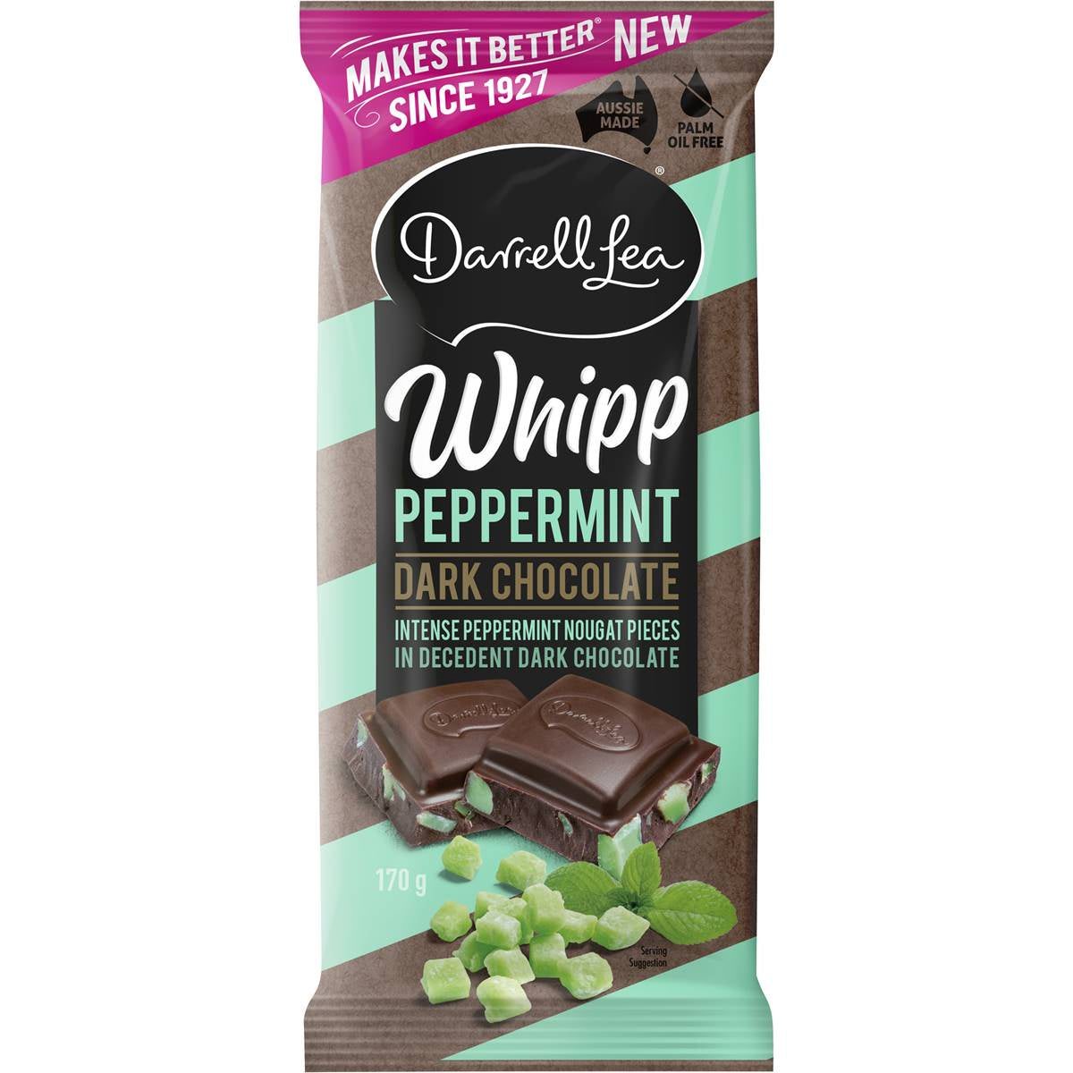 Darrell Lea Peppermint Whipp Dark Chocolate Block 170g