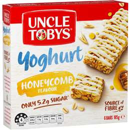 Uncle Tobys Muesli Bars Yoghurt Honeycomb 185g *
