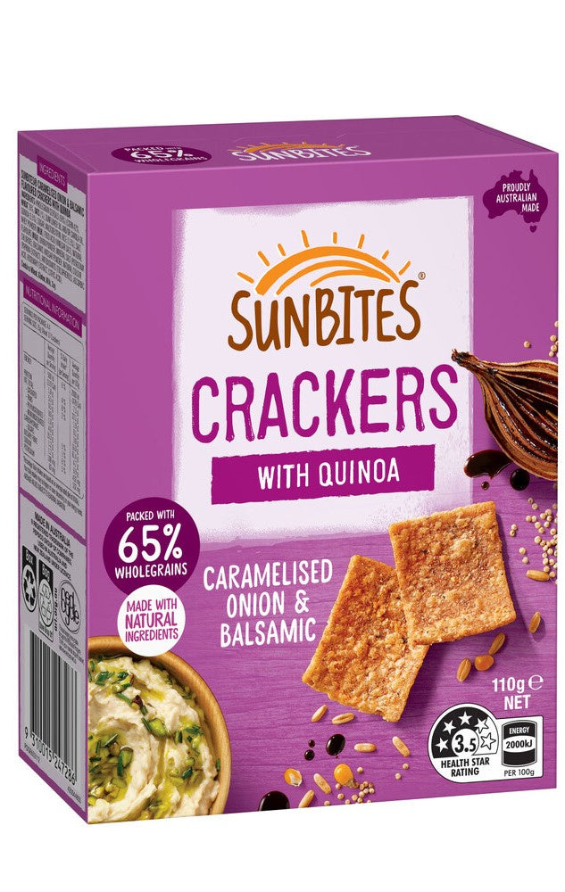 Sunbites Crackers with Quinoa Caramelised Onion & Balsamic 110g