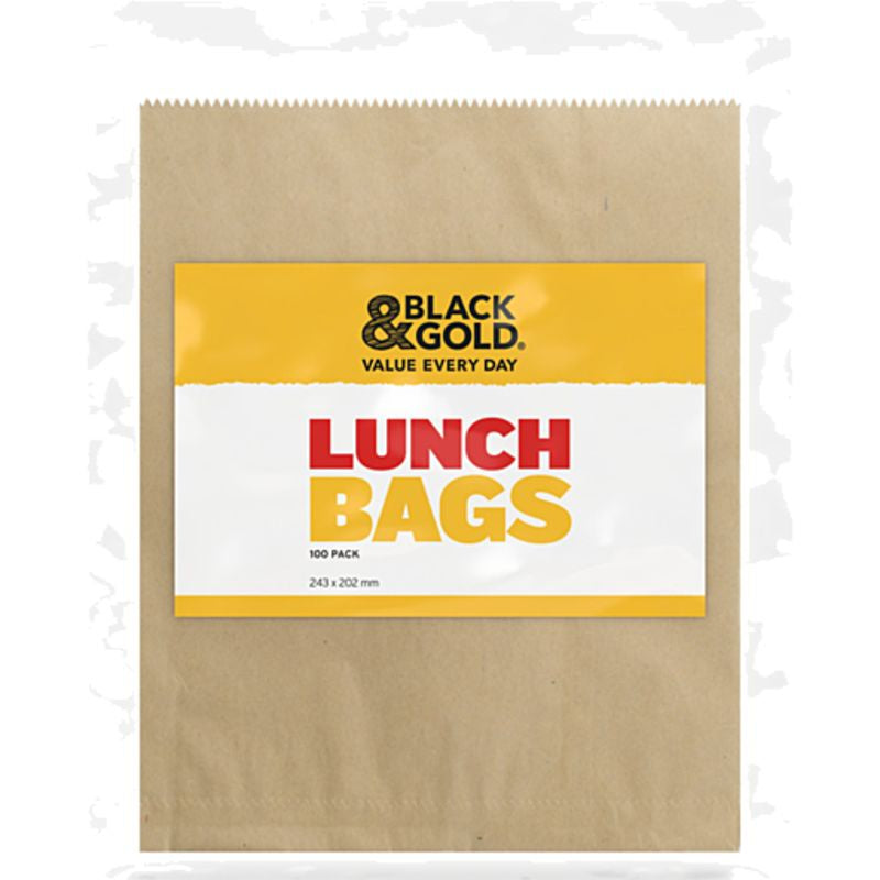 Black & Gold Lunch Bags 100 pack