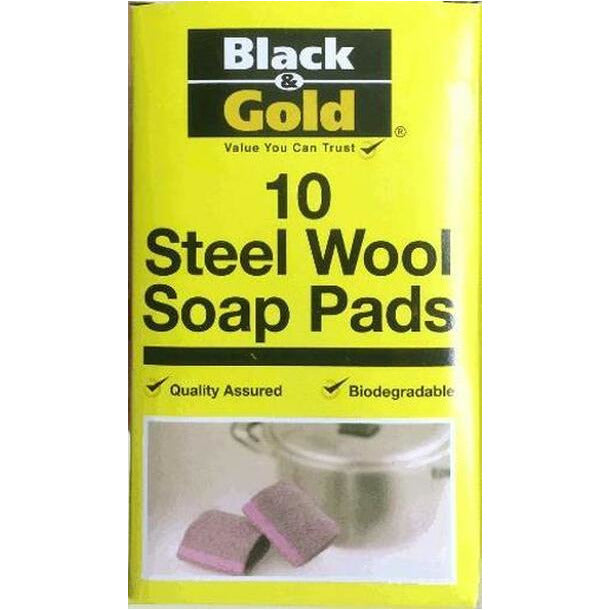 Black & Gold Steel Wool Soap Pads 10 pk