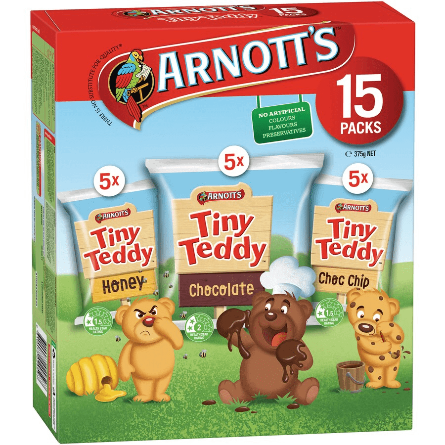 Arnotts Tiny Teddy  Variety 15 pack 375g