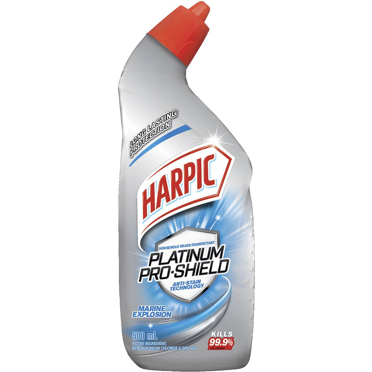Harpic Toilet Cleaner Platinum Pro-Shield Marine Explosion 500ml