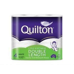BULK BUY Quilton 3 ply Toilet Tissue Double Length (10pks x 4 rolls)