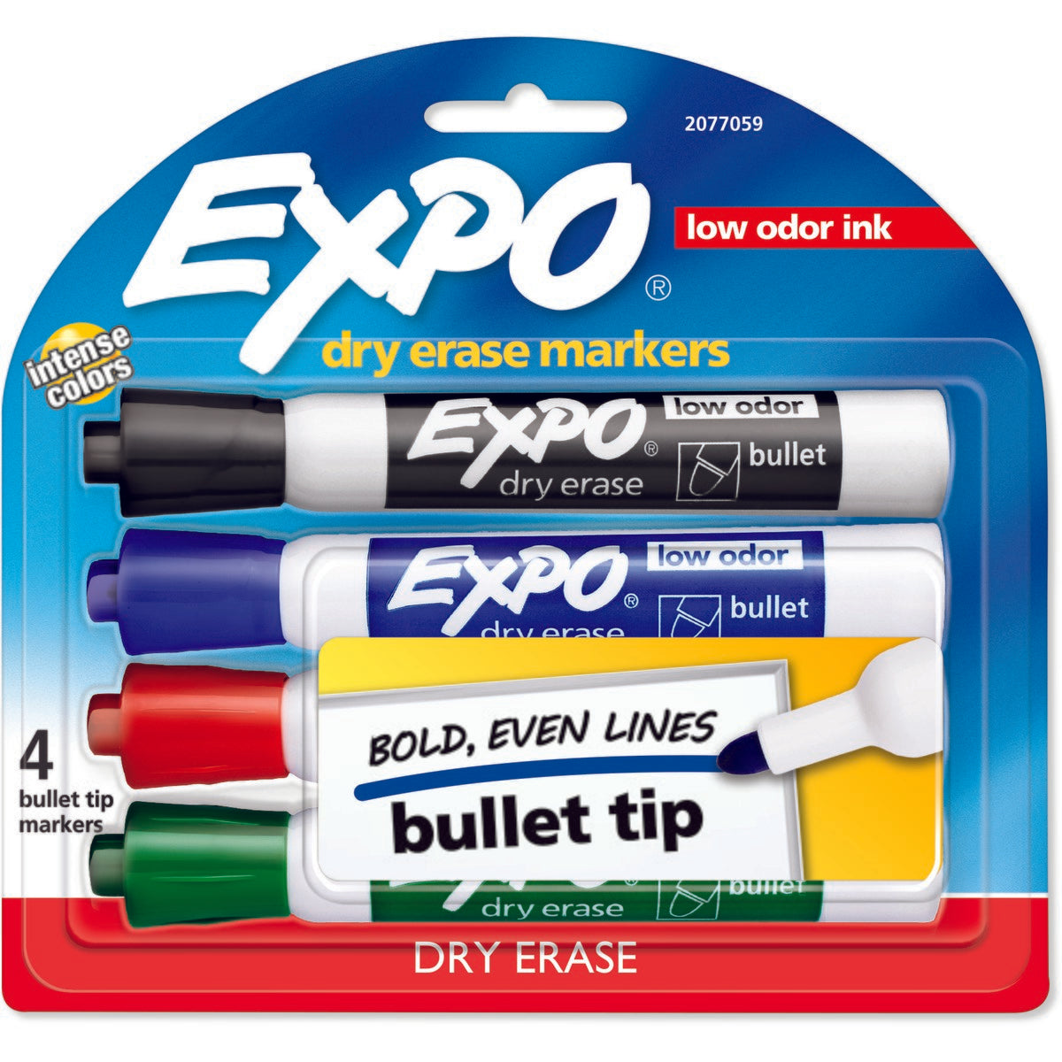 Expo Whiteboard Marker Dry Erase Bullet Tip Assorted 4pk