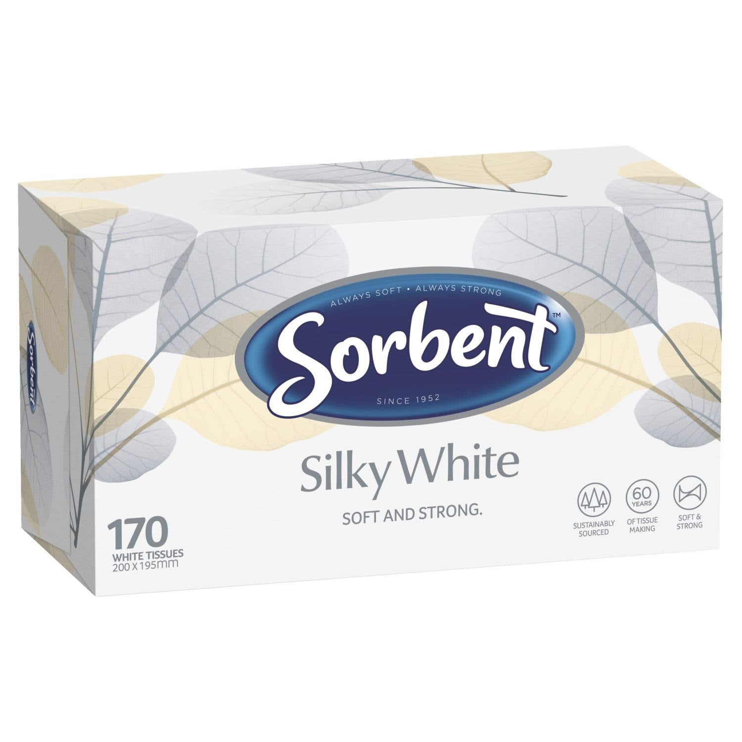 Sorbent Facial Tissues Silky White 170 Sheets