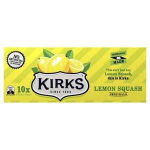 Kirks Soft Drink Lemon Squash Cans 10x375ml