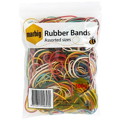 Marbig Rubber Band Colour Assorted 100g