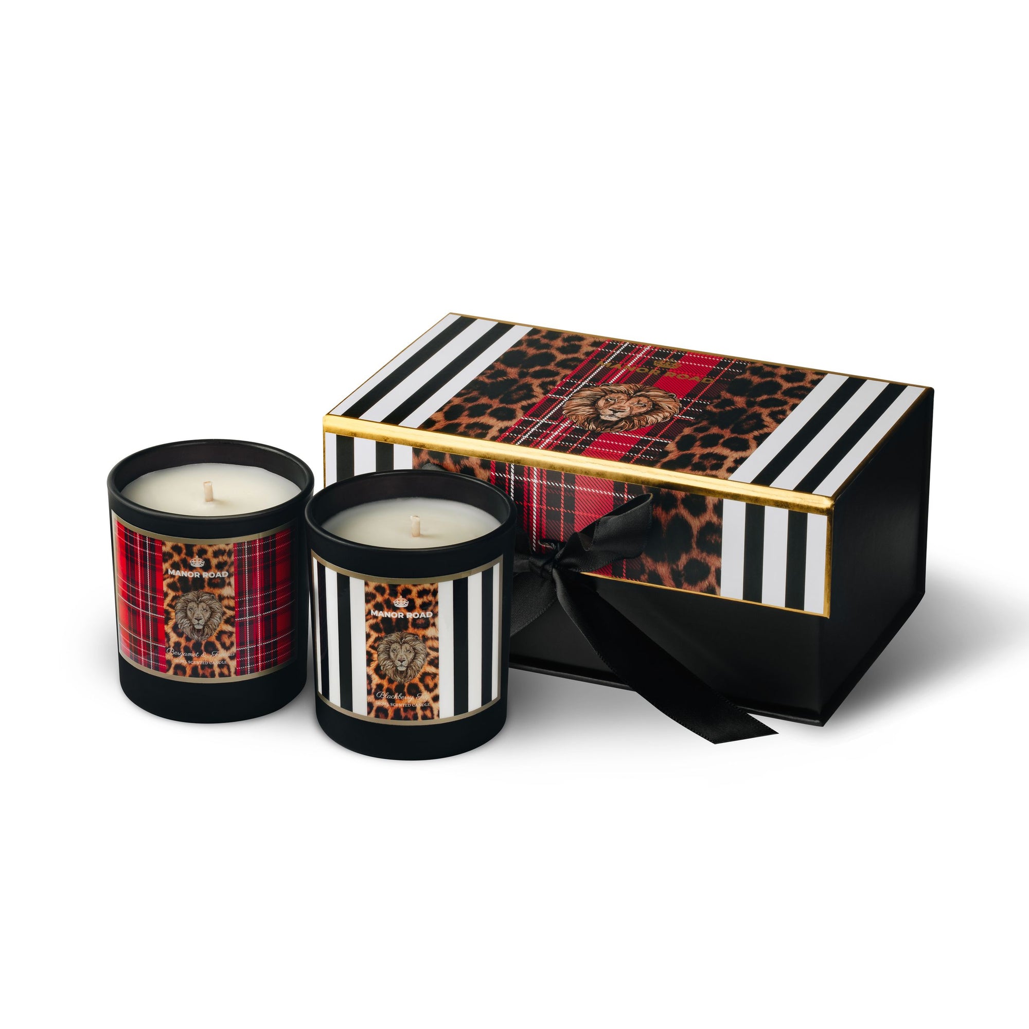 Manor Road Candle Duo Tartan/Leopard Gift Pack - 140ML