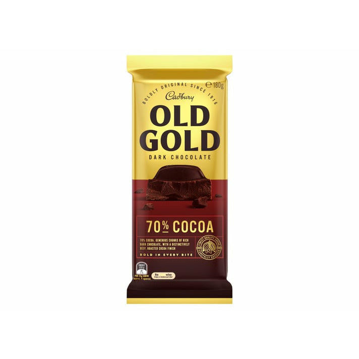 Cadbury Old Gold Block Chocolate 70% Cocoa 180g **