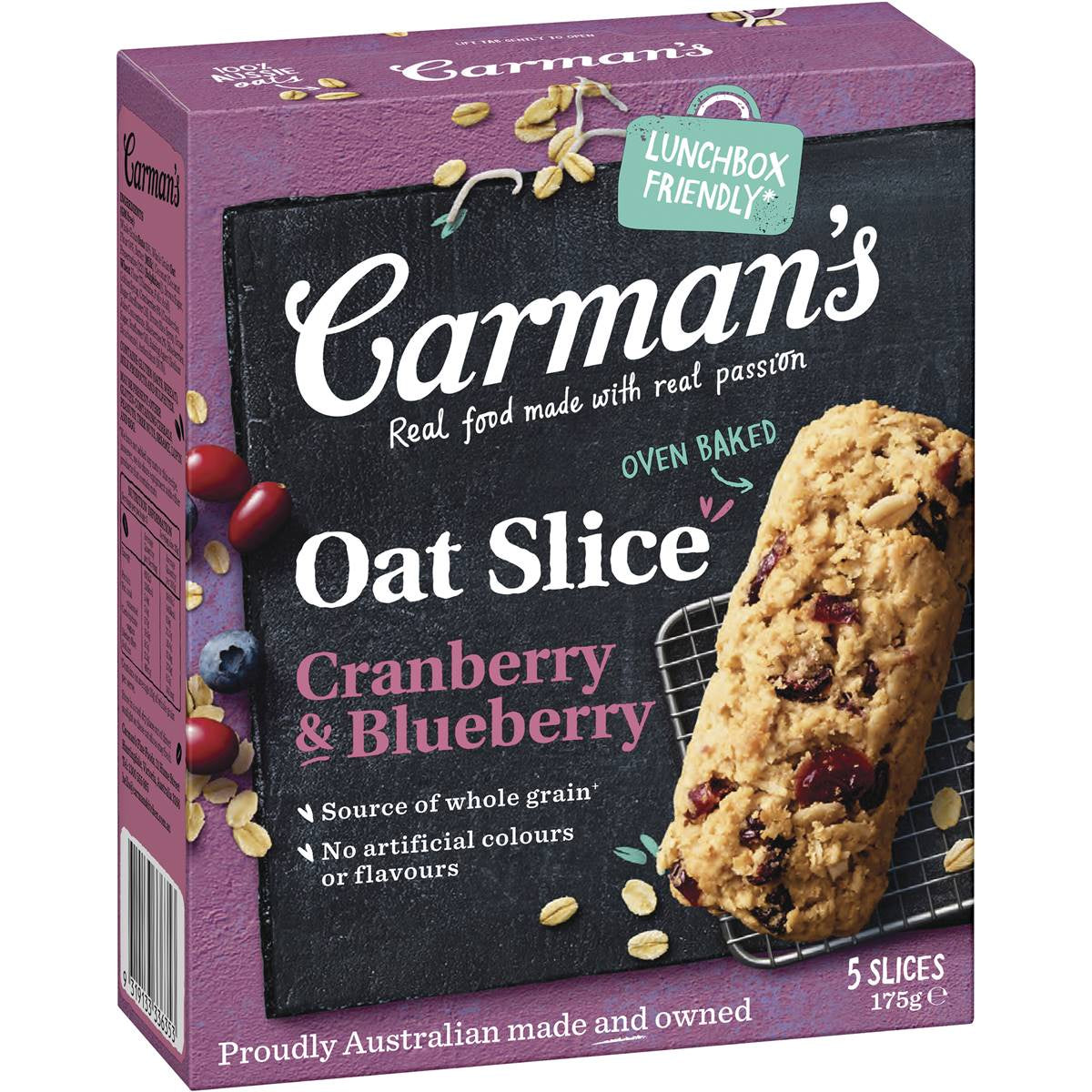Carmans Oat Slice Cranberry & Blueberry 5pk/175g
