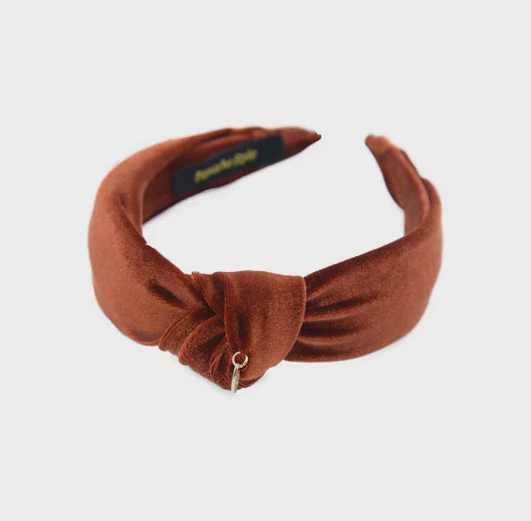 Burnt Orange Velvet Knot Headband