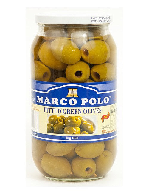 Marco Polo Green Olives Pitted 1kg