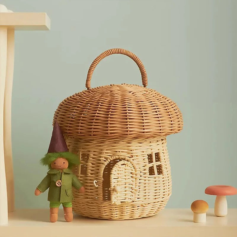 Rattan  Mushroom Basket Weave Bag