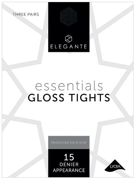 Elegante Essentials Sheer Gloss Tights Bronze Glow Large 15 Denier 3pk