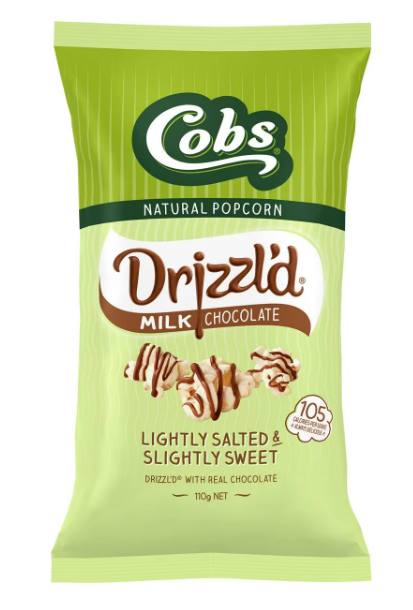 Cobs Popcorn Drizzl'd Milk Chocolate Lightly Salted & Slightly Sweet 110g