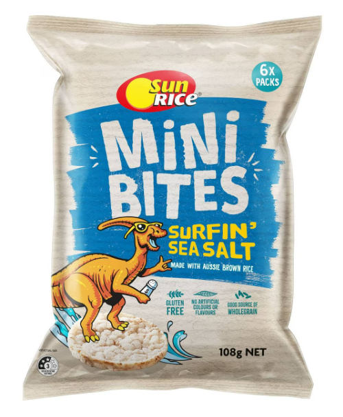 Sunrice Mini Bites Surfin' Sea Salt 108g 6pk