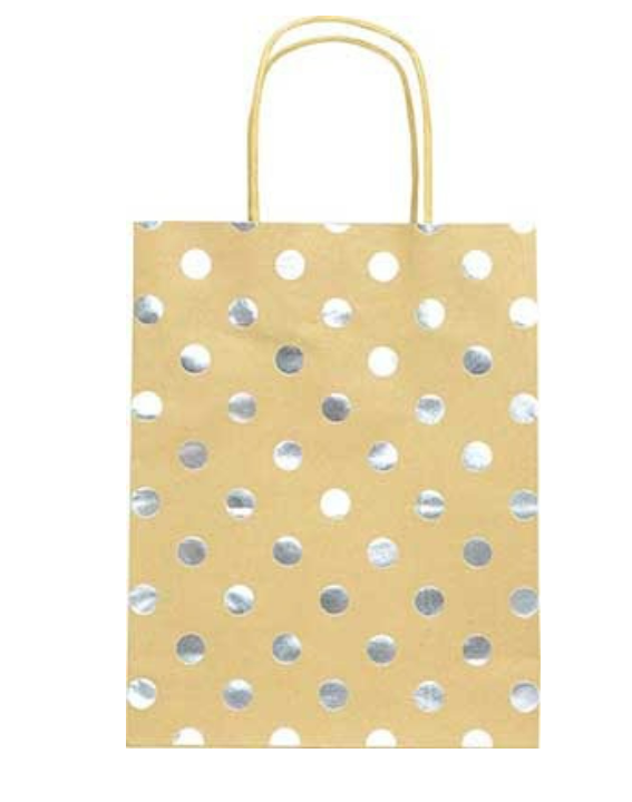 Gift Bag Silver Foil Spots Small
