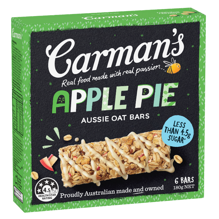 Carmans Aussie Oat Bar Apple Pie 6 Bars/180g