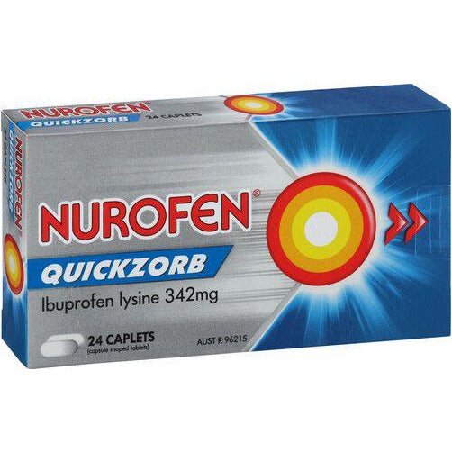 Nurofen Quickzorb Ibuprofen Lysine 342mg Caplets 24pk