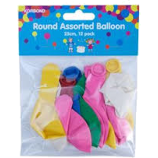 Korbond Balloon Round Assorted 12pk