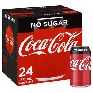 Coca Cola Cans No Sugar 375ml x 24 *