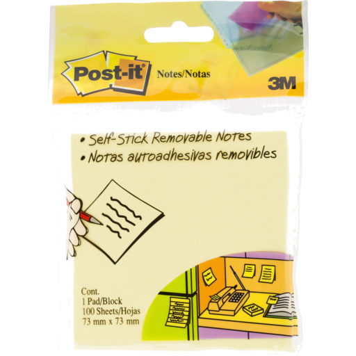 Post It Notes Yellow 1 block/73mm x 73mm 100 sheets