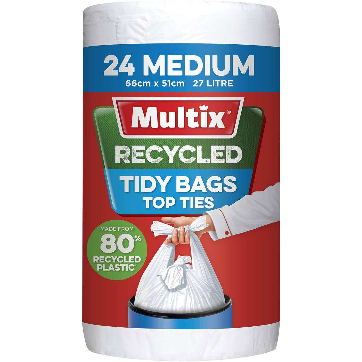 Multix Recycled Tidy Bags Tie Tops Medium 24pk