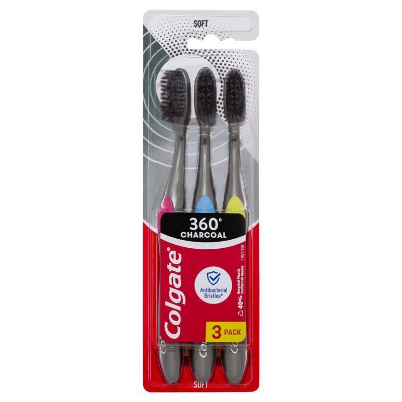 Colgate Toothbrush 360 Degree Charcoal Soft 3pk