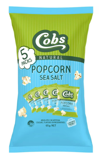 Cobs Natural Popcorn Sea Salt 5 Packs 65g