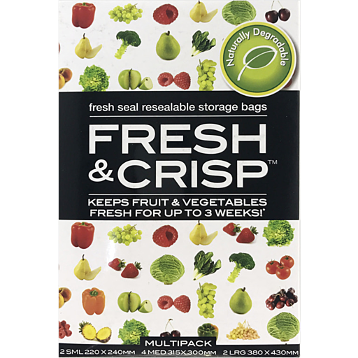 Fresh & Crisp Vegetable Storage Bags Multi 8pk