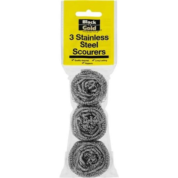 Black & Gold Stainless Steel Scourers 3 pack