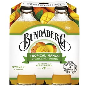 Bundaberg Tropical Mango Sparkling Drink 4 x 375ml *