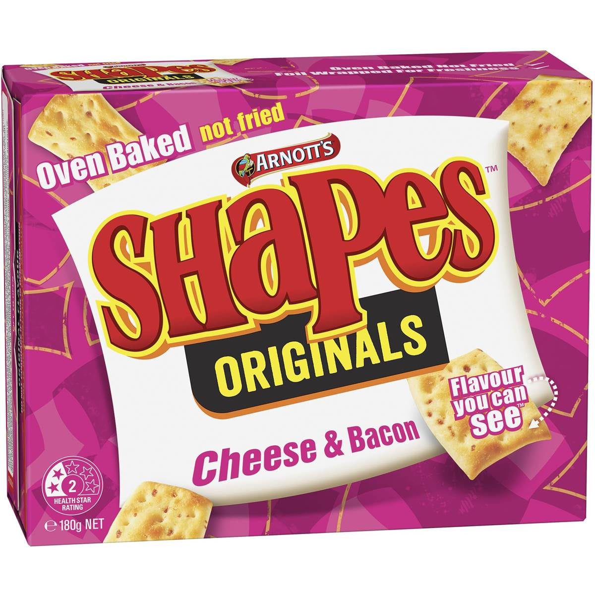 Arnotts Shapes Biscuits Cheese & Bacon 180g *