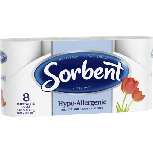 Sorbent Toilet Tissue Roll Hypo-Allergenic 8Pk **