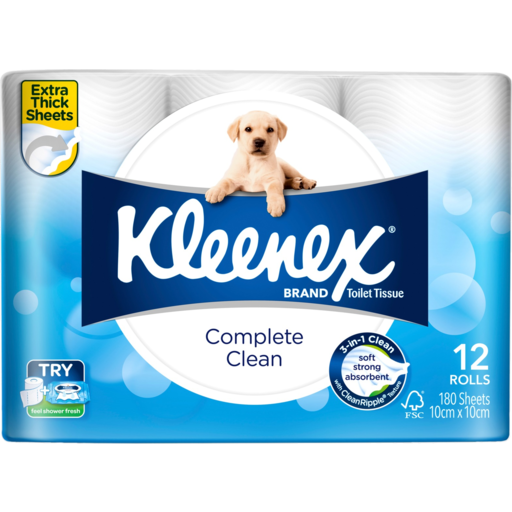 Kleenex Complete Clean White Toilet Tissue 12 Pack