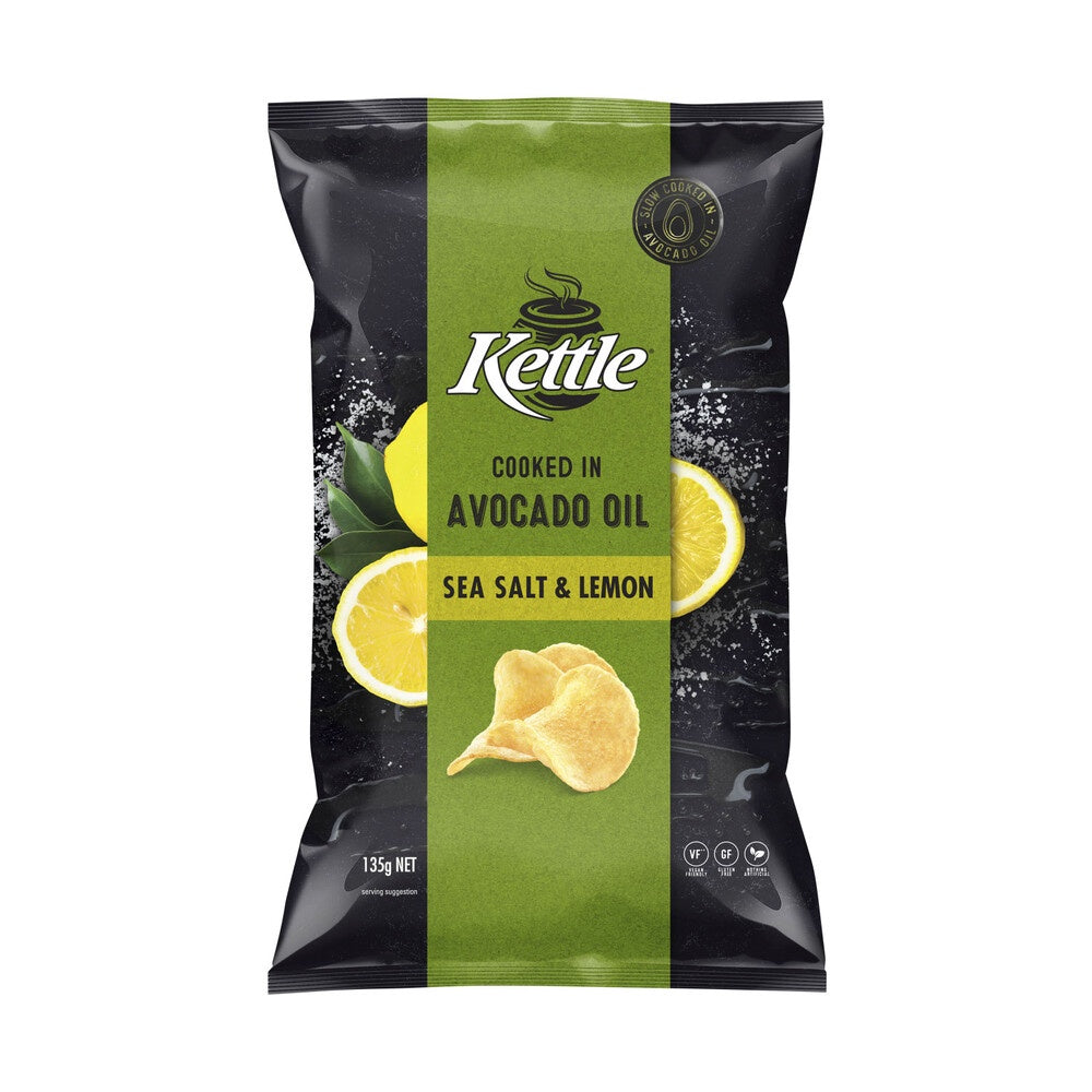 Kettle Chips Cooked In Avocado Oil Sea Salt & Lemon 135g