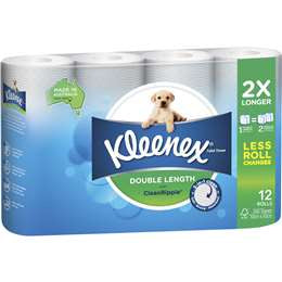 Kleenex Complete Clean Double Length Toilet Paper 12 Pk