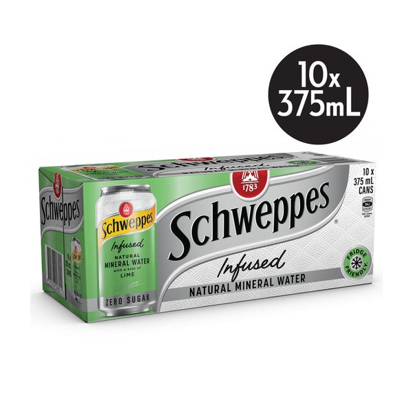 Schweppes Mineral Water Lemon & Lime Cans 10 x 375ml