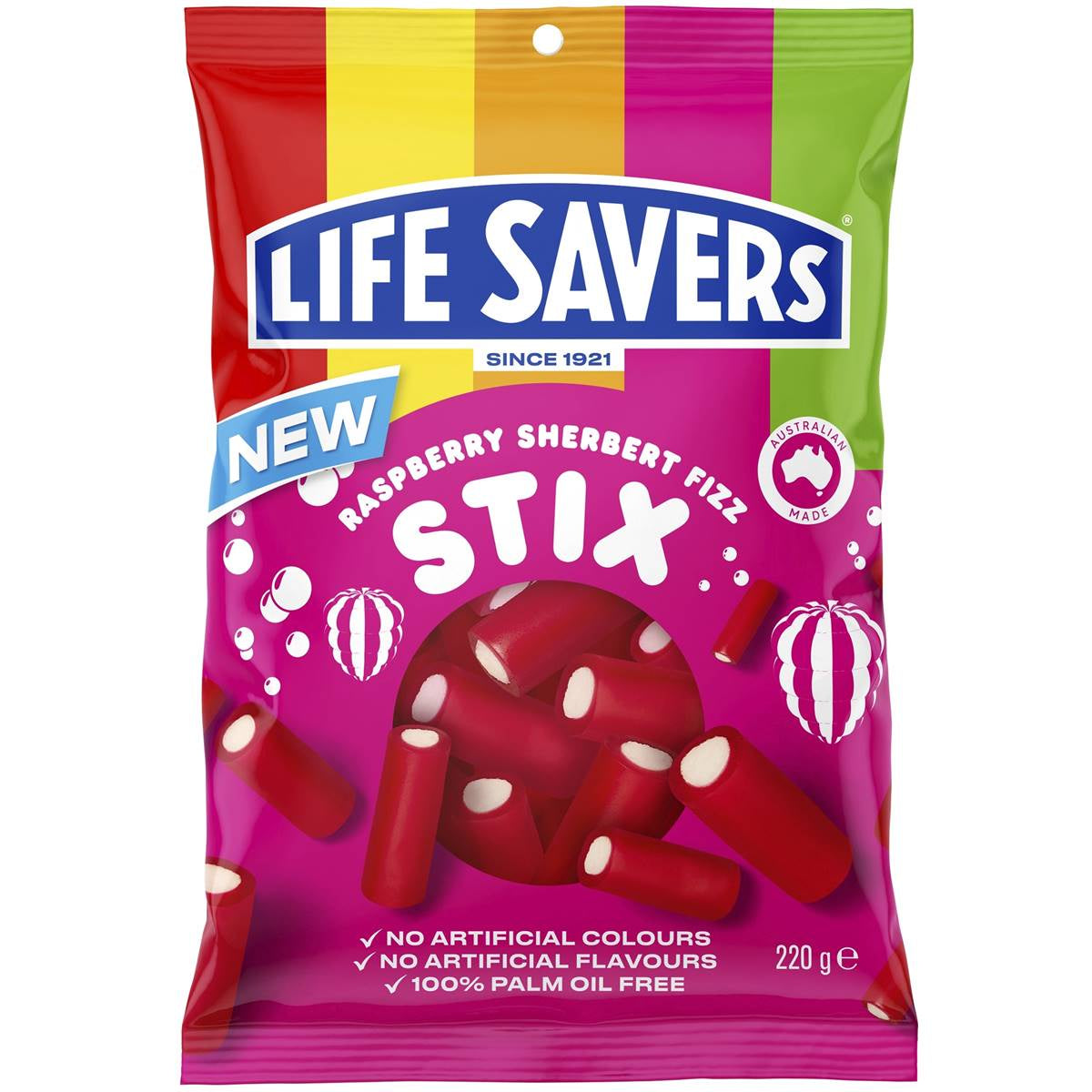 Life Savers Sherbert Fizz Stix Raspberry 200g
