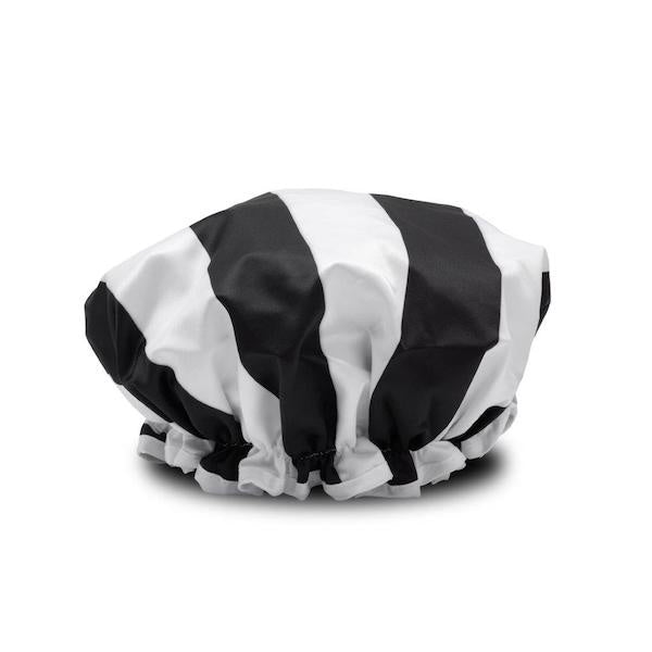 Manor Road Shower Cap Black & White Stripe